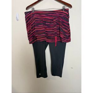 Athleta Painted Cuteness 2-in-1 Skirt Capri Leggings XL Pink Purple Gray Activew
